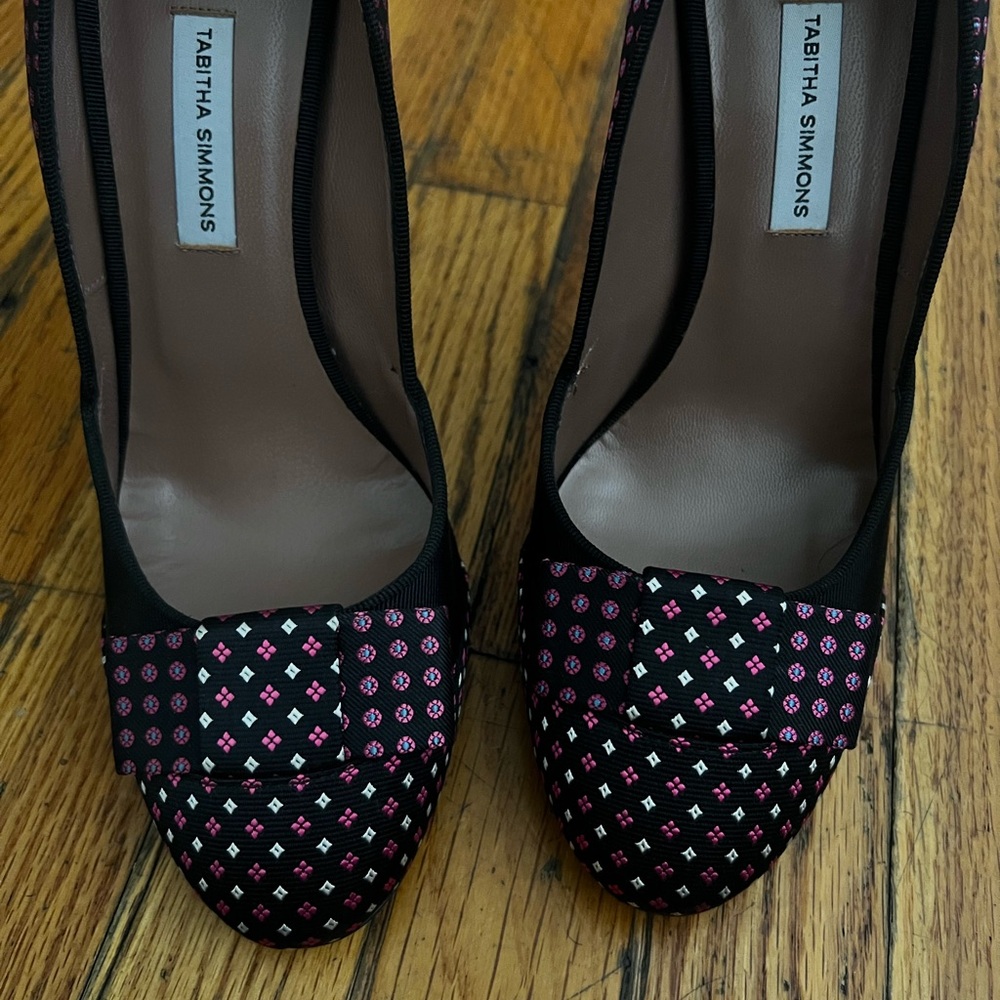 Tabitha Simmons Black and Pink Heels with Glamorous Studs